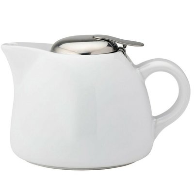 Чайник білий, зі з'ємним металевим ситечком, 450 мл,145 x 90 мм, Кераміка Utopia СТ9019 фото
