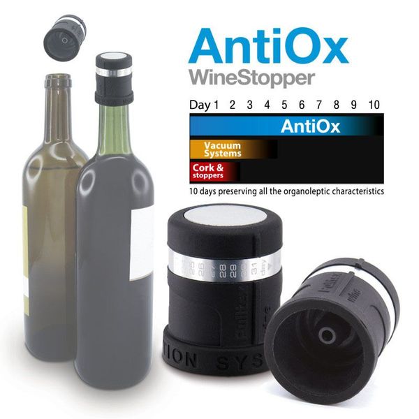 Пробка із захистом від окислення вина Antiox, чорного кольору, Pulltex 109-507 фото