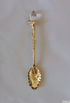 Ложка декоративна, золотистого кольоу оригінальна з кристалом 11 см BarTrigger afc071 фото