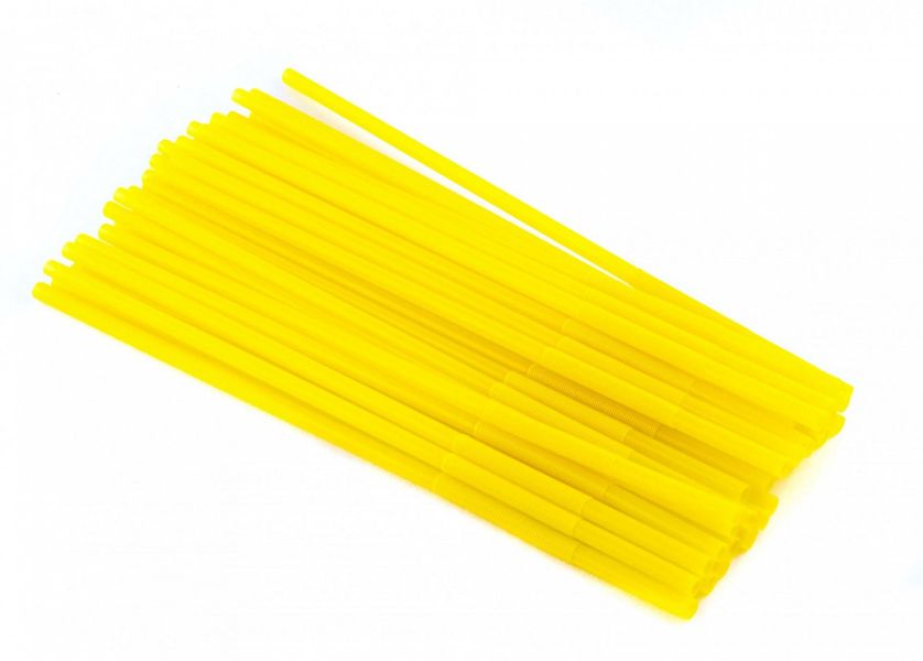 Пластикові трубочки з коліном 6*260мм, жовті (100шт) afc291 фото