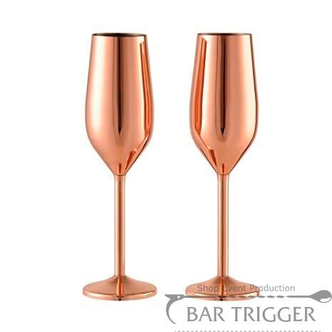 Металлический бокал для шампанского медного цвета 220 мл, (набор из 2 шт.) BarTrigger smb060 фото