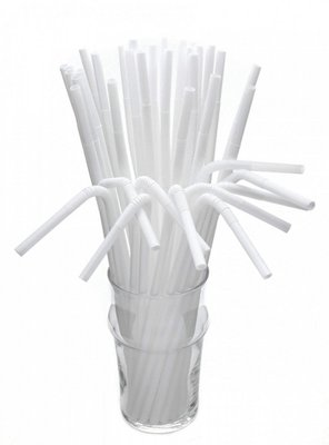 Пластиковые трубочки с коленом 6*260мм, белые (100шт) afc294 фото