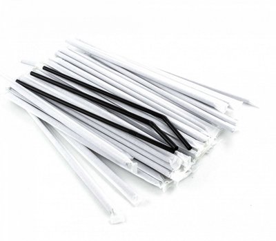 Бумажные трубочки в индивидуальной упаковке черные 5*200мм (100шт) afc281 фото