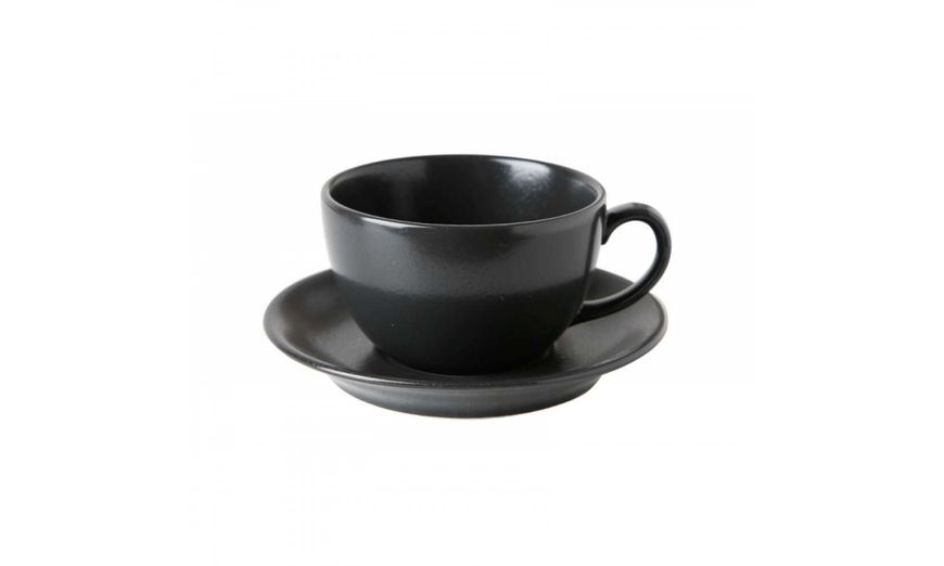 Чашка чайна 320 мл з блюдцем 160 мм у наборі, Seasons Black 213-222134.Bl фото