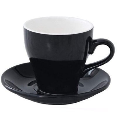 Чашка и блюдце для капучино и чая, набор, 280 мл, черного цвета YX1559B фото
