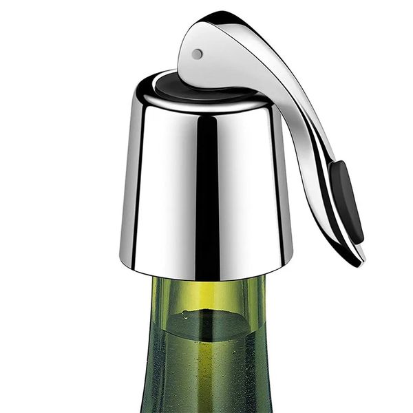 Пробка для вина із затискачем, сталь, колір сріблястий CPWS0007-SS фото