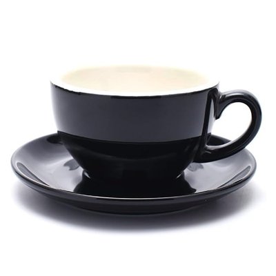Чашка та блюдце для латте та чаю, набір, 300 мл, чорного кольору YX1501B фото
