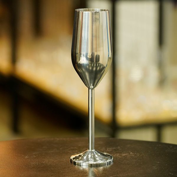 Металлический бокал для шампанского стального цвета 220 мл smb104 фото