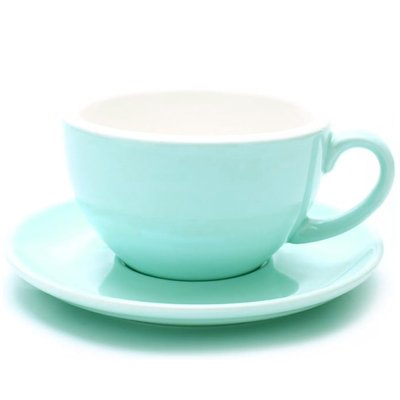 Чашка та блюдце для латте та чаю, набір, 300 мл, бірюзового кольору YX1501BL фото