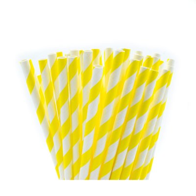 Бумажные трубочки желто-белые витые, упаковка 250 шт afc246 фото
