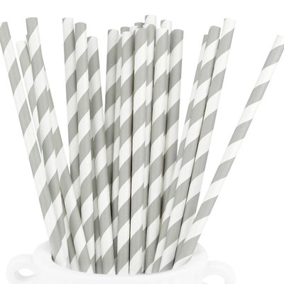Паперові трубочки виті, біло-сріблясті 25 шт BarTrigger afc220 фото