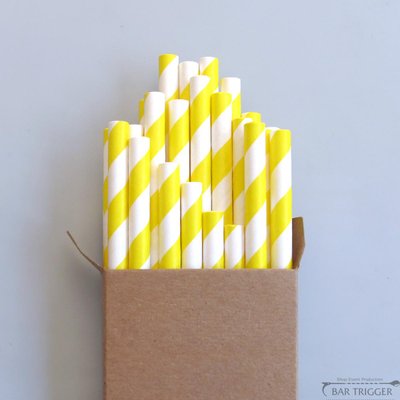 Бумажные трубочки желто-белые витые 25 шт BarTrigger afc002 фото
