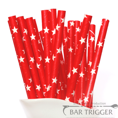 Бумажные трубочки красные "Звезда" 25 шт BarTrigger afc222 фото