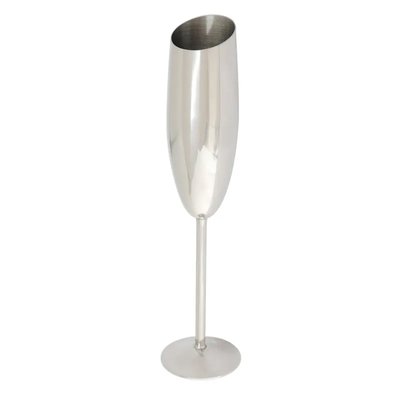 Бокал стальной для шампанского, скошенный, 240 мл, серебристого цвета c31 фото
