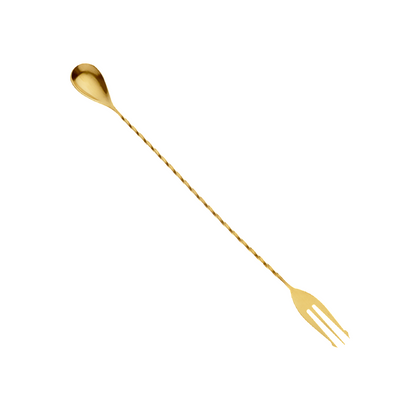 Барная ложка трезубец, 31,5 см, золотого цвета, BarFly m37015GD фото