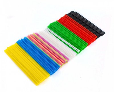 Пластиковые трубочки 3*140мм, разноцветные (200шт) afc283 фото